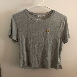 Grey Aesthetic Rainbow Crop Top